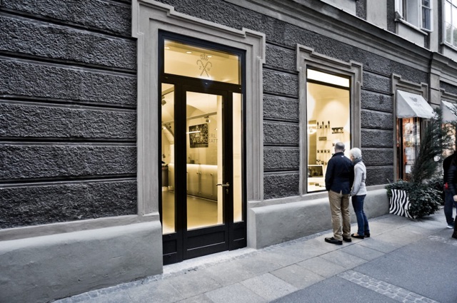 Aussenansicht der Zuckerlwerkstatt in der Philharmonikergasse in Salzburg