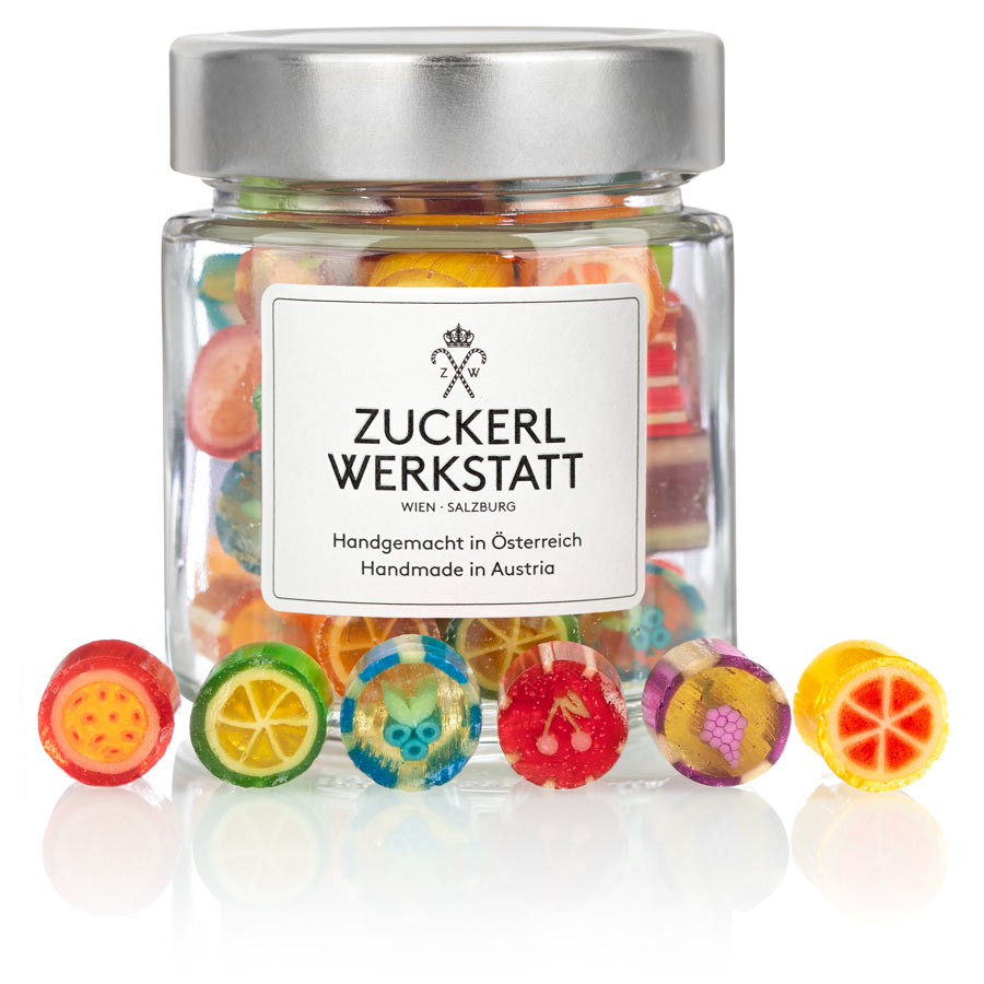 Bonbons mit Fruchtmotiven von der Zuckerlwerkstatt