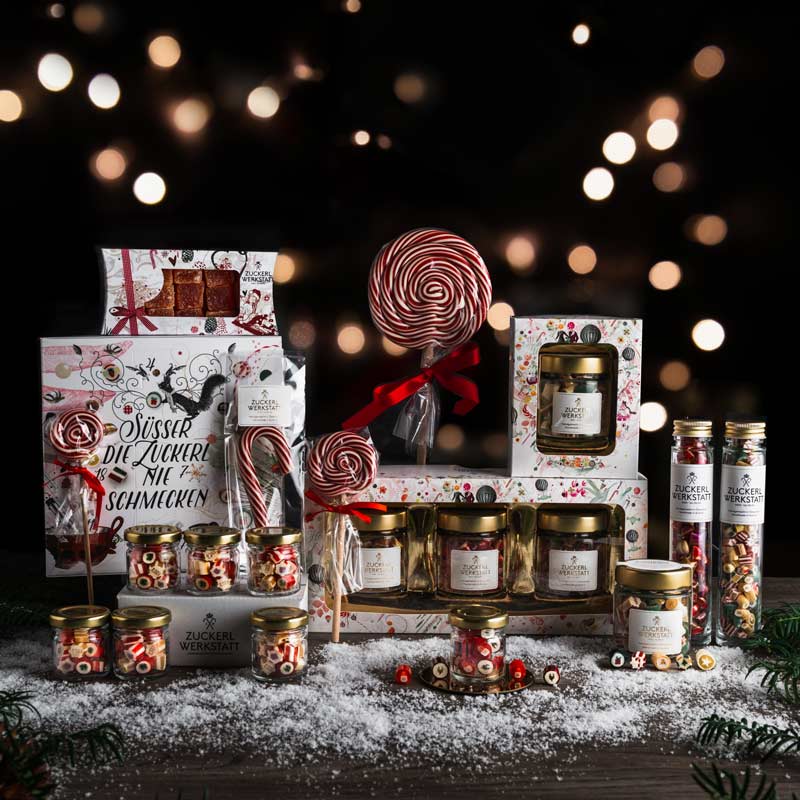 Weihnachtssortiment von Bonbons der Zuckerlwerkstatt