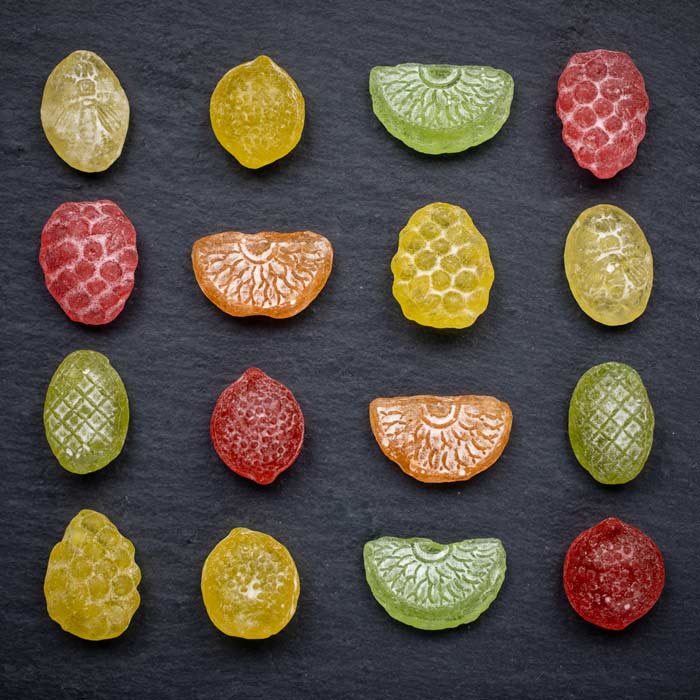 Walzen Bonbons in verschiedenen Farben und Formen
