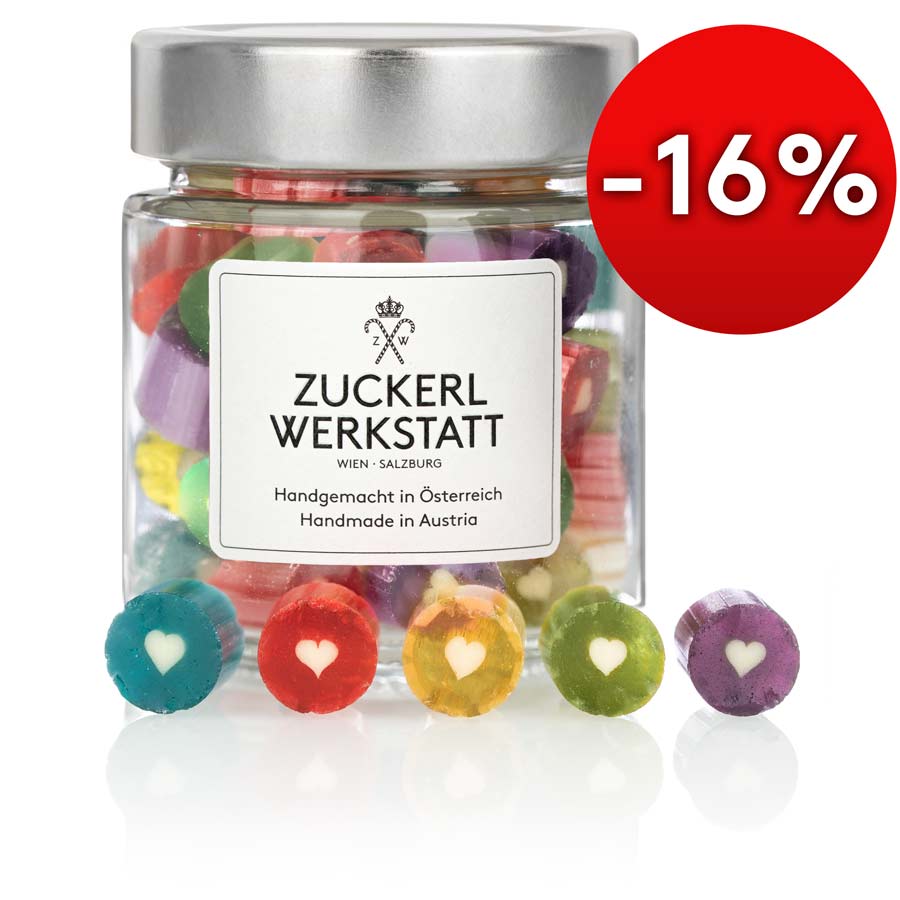 Handgemachte Bonbons mit Herzmotiven