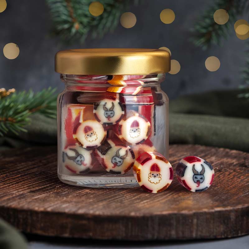 Handgemachte Nikolaus und Krampus Zuckerl aus der Zuckerlwerkstatt mit handgemachten Motiven