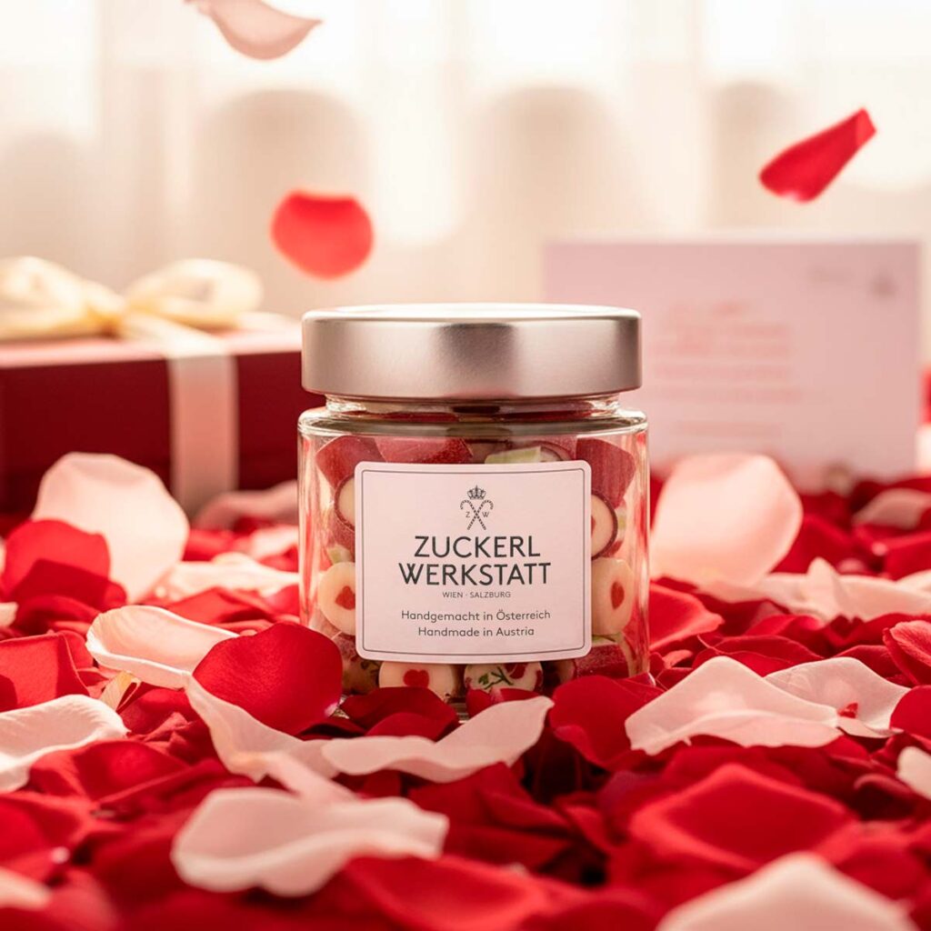 Handgemachte Bonbons der Zuckerlwerkstatt für den Valentinstag